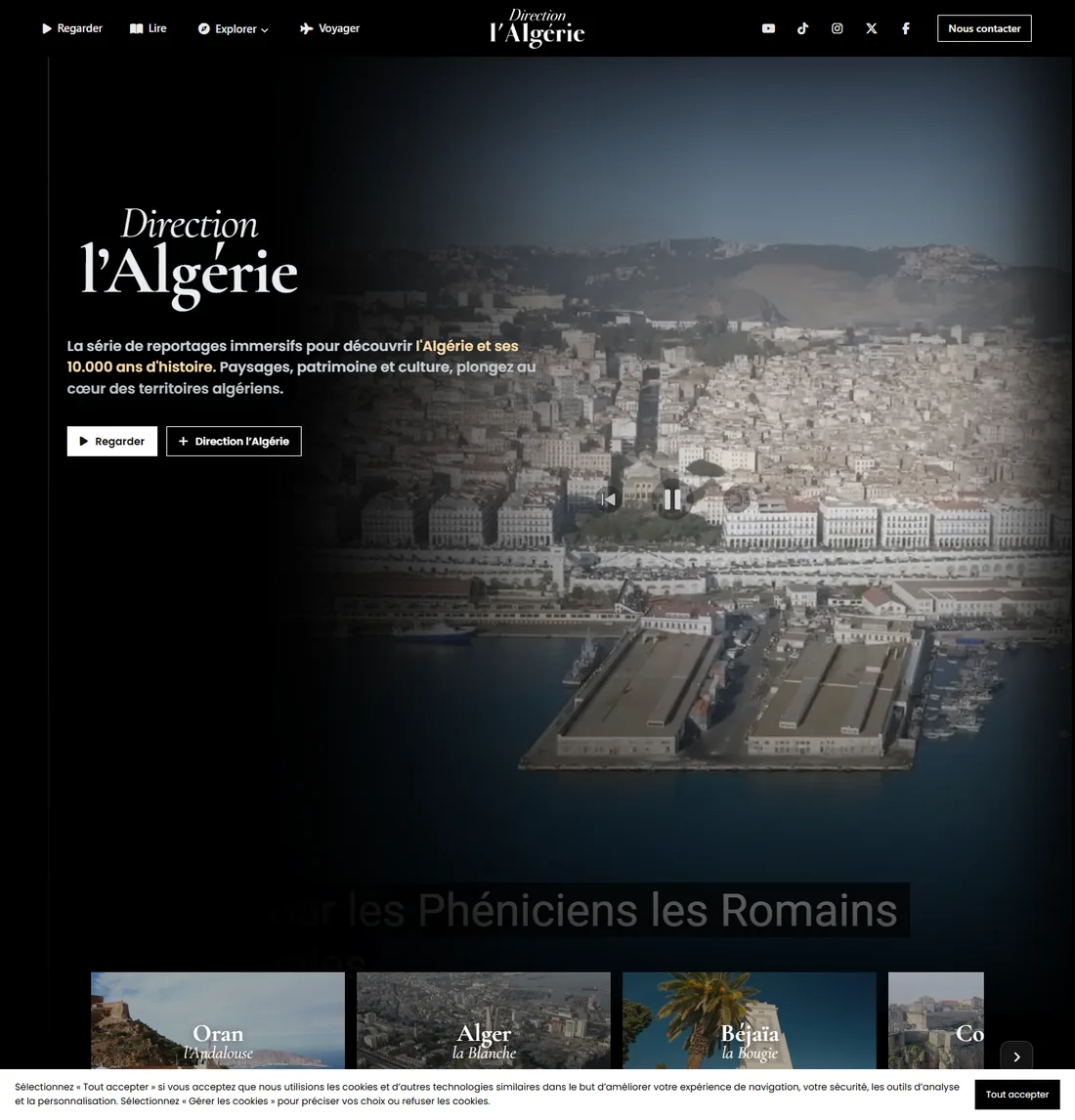 Page d'accueil du site Direction l'Algérie