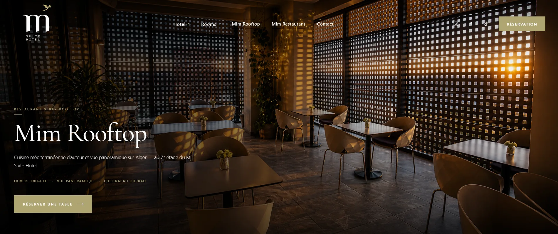 Page Mim Rooftop du site M Suite Hotel