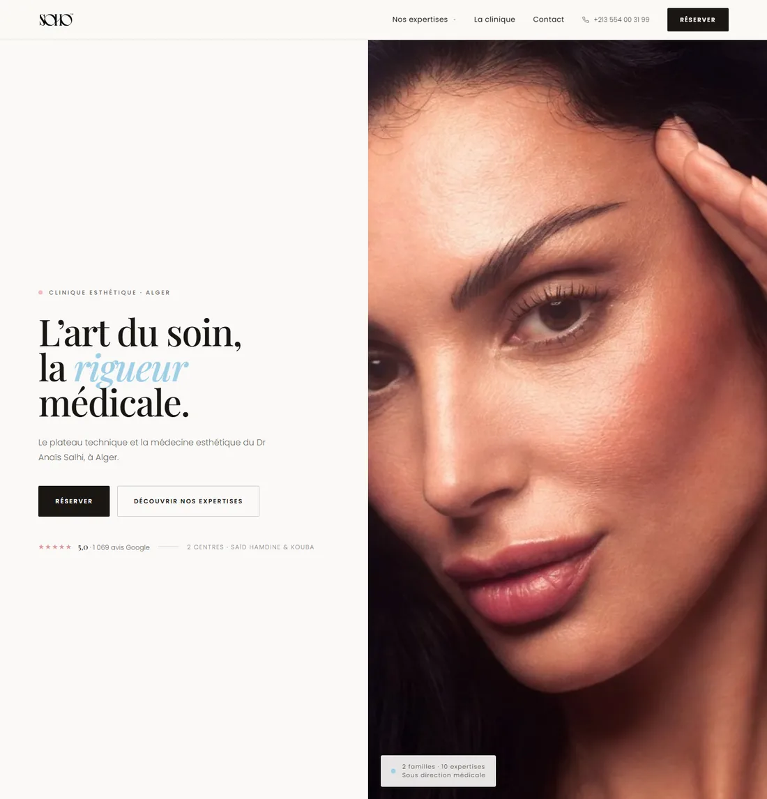 Page d'accueil du site SOHO Clinic